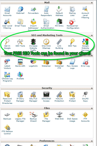 SEO Tools Control Panel Screenshot